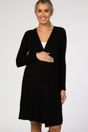 Black Long Sleeve Delivery/Nursing Maternity Robe