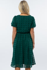 Forest Green Swiss Dot Midi Maternity Dress