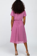 Mauve Swiss Dot Midi Dress
