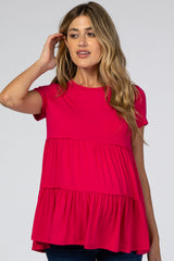 Magenta Tiered Maternity Top