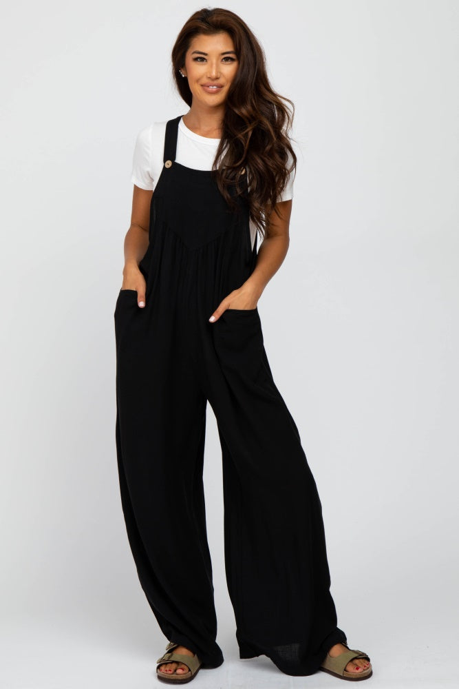 Black Wide Leg Overalls