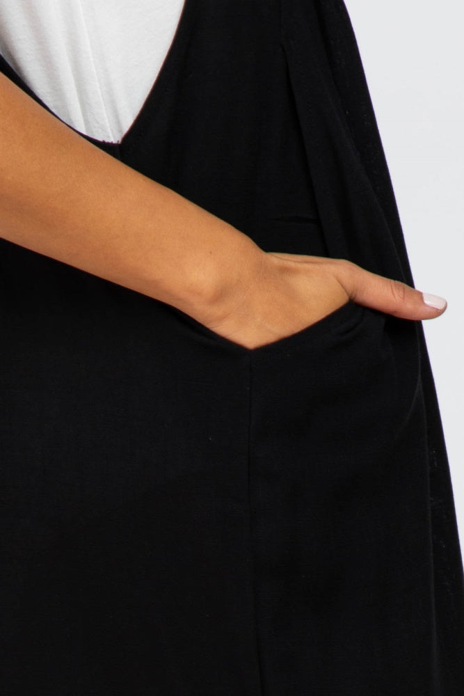 Black Wide Leg Overalls