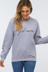 Heather Grey "Girl Mama" Fleece Maternity Sweatshirt