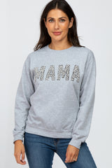 Heather Grey Animal Print Mama Maternity Pullover Sweatshirt