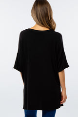 Black Hi-Low Dolman Sleeve Maternity Top