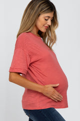 Rust Short Cuff Sleeve Maternity Top