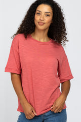 Rust Short Cuff Sleeve Top