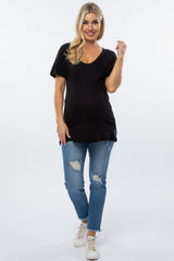 Black Front Pocket Maternity T Shirt