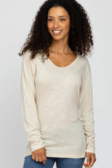 Beige Long Sleeve Maternity Active Top