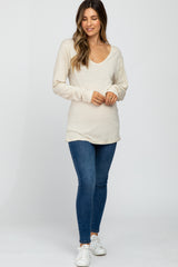 Beige Long Sleeve Maternity Active Top