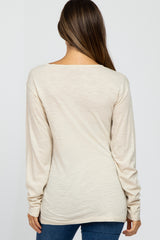 Beige Long Sleeve Maternity Active Top