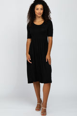 Black Short Sleeve Babydoll Dress