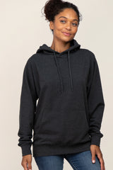 Charcoal Basic Hooded Maternity Sweatshirt