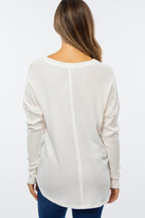Ivory Waffle Knit Long Sleeve Maternity Top
