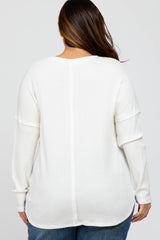 Ivory Waffle Knit Long Sleeve Plus Top