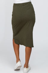 Olive Tie Front Accent Skirt