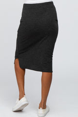 Charcoal Animal Print Tie Front Accent Skirt