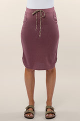 Violet Animal Print Tie Front Accent Maternity Skirt