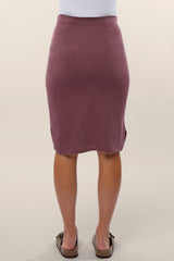 Violet Animal Print Tie Front Accent Maternity Skirt