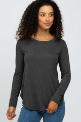 Charcoal Basic Long Sleeve Top