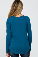 Deep Teal Basic Maternity Long Sleeve Top