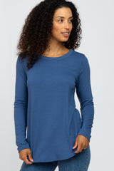 Blue Basic Long Sleeve Top