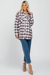 White Plaid Maternity Flannel Top