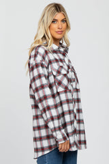 White Plaid Maternity Flannel Top