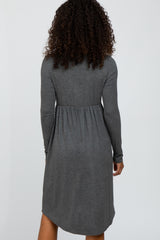 Charcoal 3/4 Sleeve Babydoll Dress
