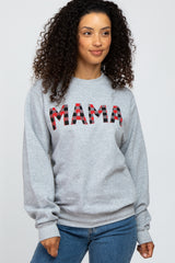 Heather Grey Checkered Mama Maternity Sweatshirt