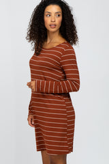 Rust Basic Striped Dress