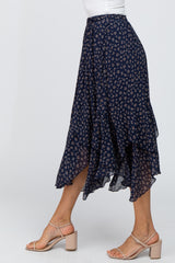 Navy Floral Handkerchief Skirt