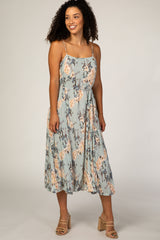 Mint Floral Textured Petite Midi Dress
