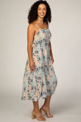 Mint Floral Textured Petite Midi Dress