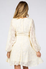 Ivory Chiffon Flocked Floral Petite Maternity Dress