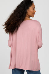 Light Pink Wide Neck Long Sleeve Top