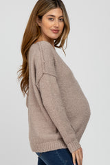 Mocha V-Neck Maternity Sweater