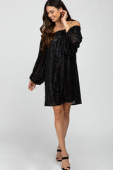Black Sequin Off Shoulder Dress
