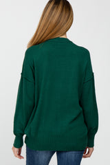 Forest Green Mock Neck Exposed Seam Maternity Sweater