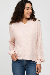 Light Pink Hooded Maternity Sweater