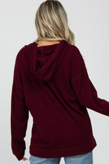 Burgundy Soft Brushed Hooded Maternity Top