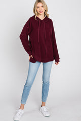 Burgundy Soft Brushed Hooded Top