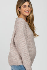 Pink Soft Brushed Ribbed Maternity Sweater