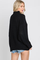 Black Mock Neck Cable Knit Sweater