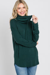 Forest Green Drawstring Cowl Neck Top