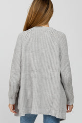 Grey Ribbed Cable Knit Maternity Cardigan