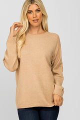 Taupe Solid Basic Sweater