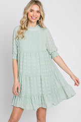 Mint Swiss Dot Tiered Maternity Dress