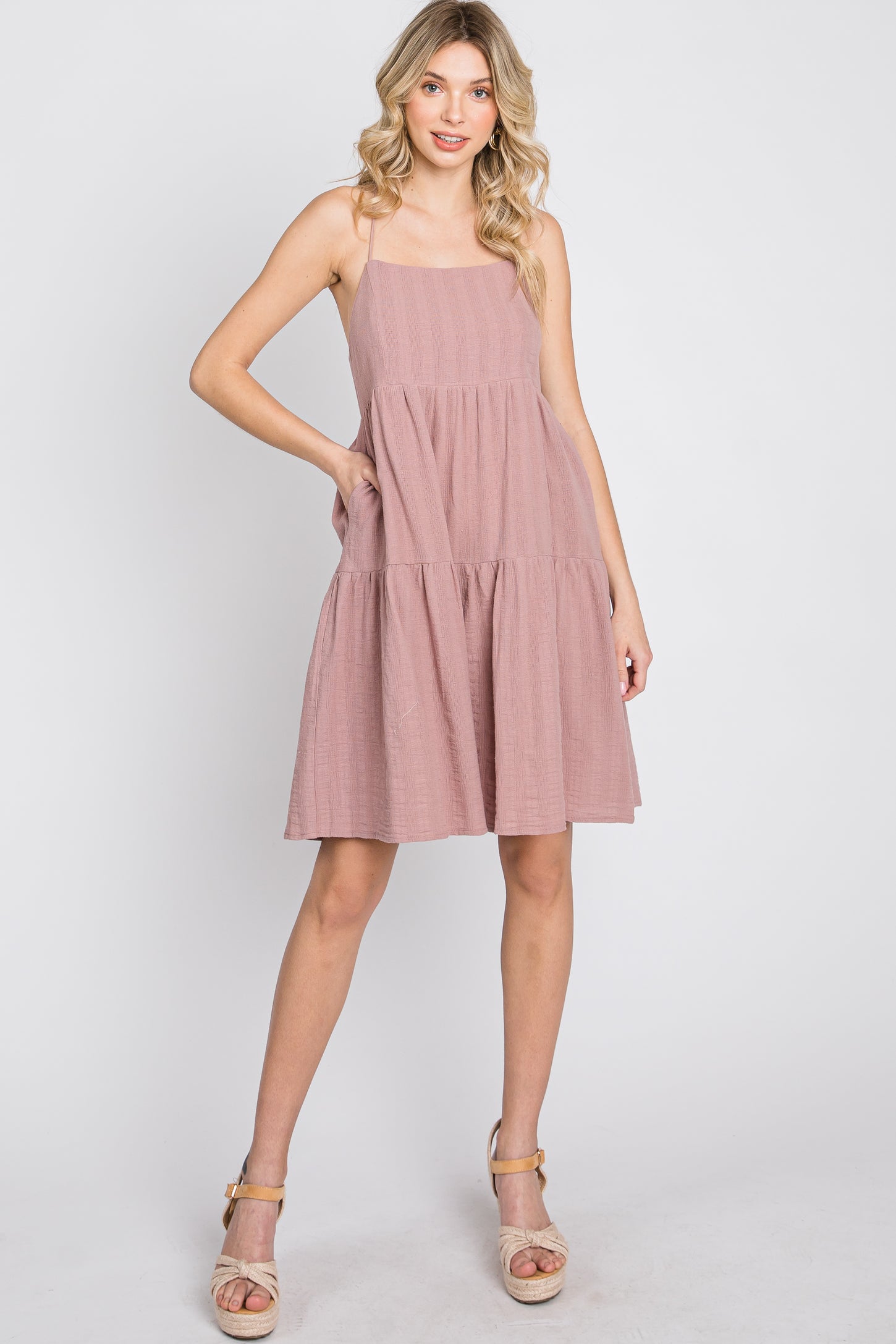 Mauve Tiered Mini Dress