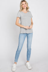 Heather Grey Basic Short Sleeve Top